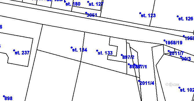 Parcela st. 133 v KÚ Milenov, Katastrální mapa