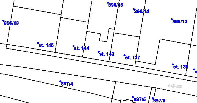 Parcela st. 143 v KÚ Milenov, Katastrální mapa