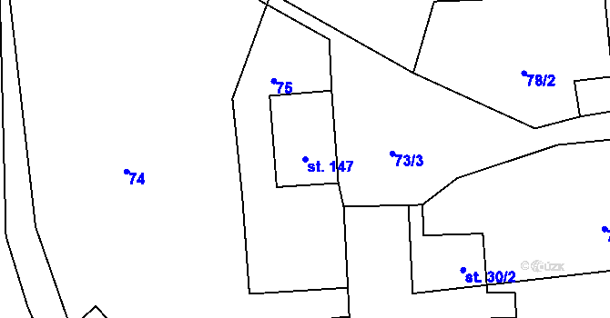 Parcela st. 147 v KÚ Milenov, Katastrální mapa