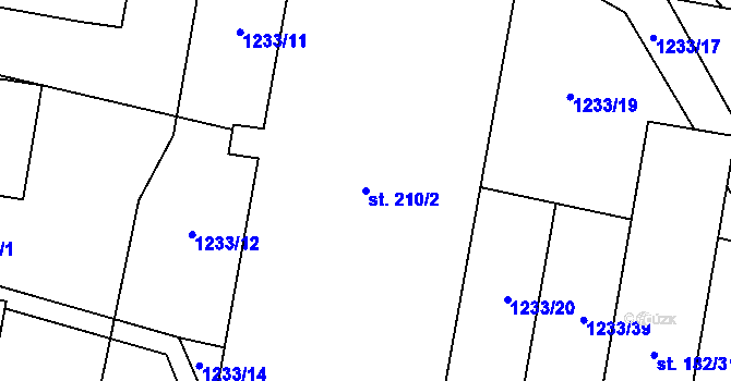 Parcela st. 210/2 v KÚ Milenov, Katastrální mapa