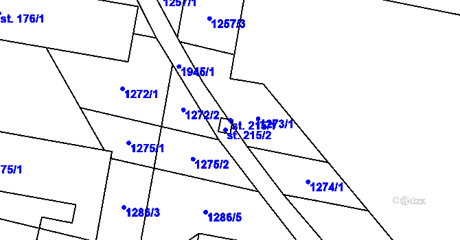 Parcela st. 215/1 v KÚ Milenov, Katastrální mapa