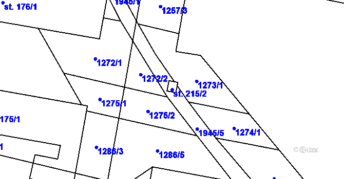 Parcela st. 215/2 v KÚ Milenov, Katastrální mapa