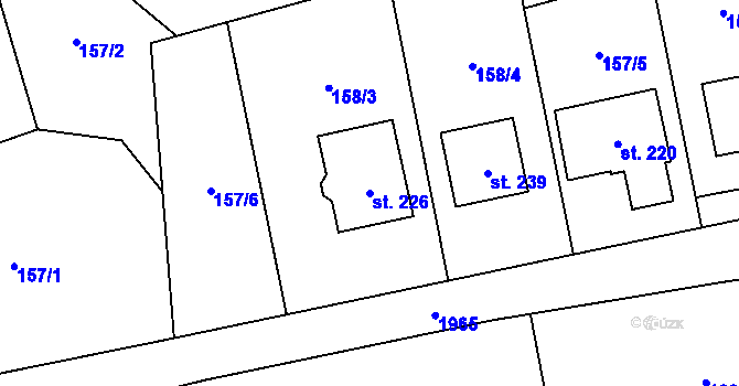 Parcela st. 226 v KÚ Milenov, Katastrální mapa