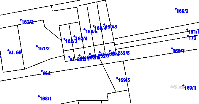 Parcela st. 232/4 v KÚ Milenov, Katastrální mapa