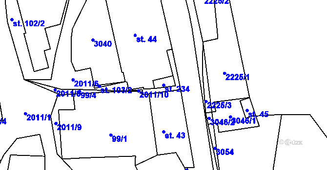 Parcela st. 234 v KÚ Milenov, Katastrální mapa