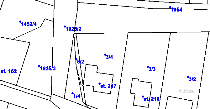 Parcela st. 3/4 v KÚ Milenov, Katastrální mapa