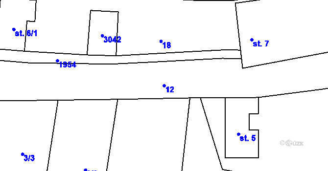 Parcela st. 12 v KÚ Milenov, Katastrální mapa