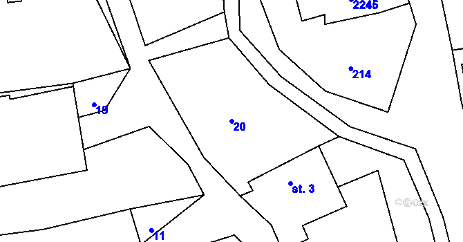 Parcela st. 20 v KÚ Milenov, Katastrální mapa