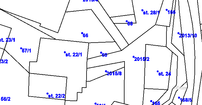 Parcela st. 60 v KÚ Milenov, Katastrální mapa