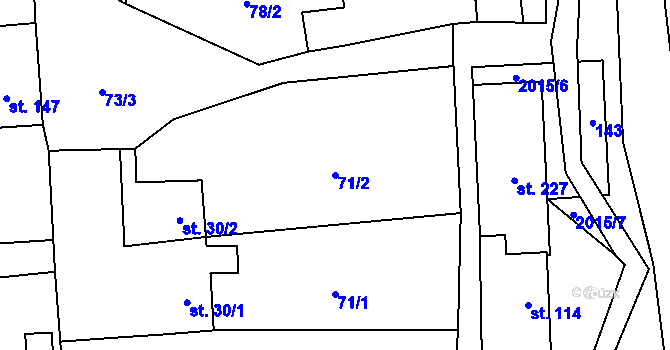 Parcela st. 71/2 v KÚ Milenov, Katastrální mapa