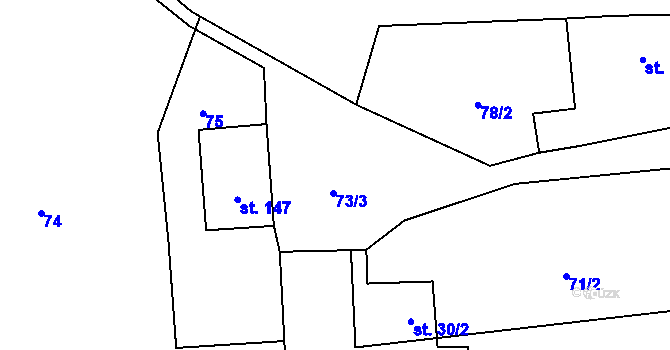 Parcela st. 73 v KÚ Milenov, Katastrální mapa