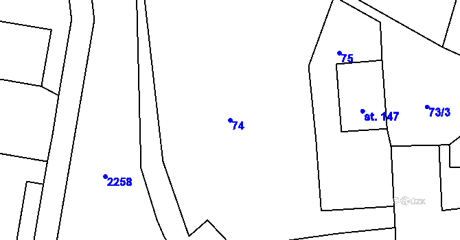 Parcela st. 74 v KÚ Milenov, Katastrální mapa