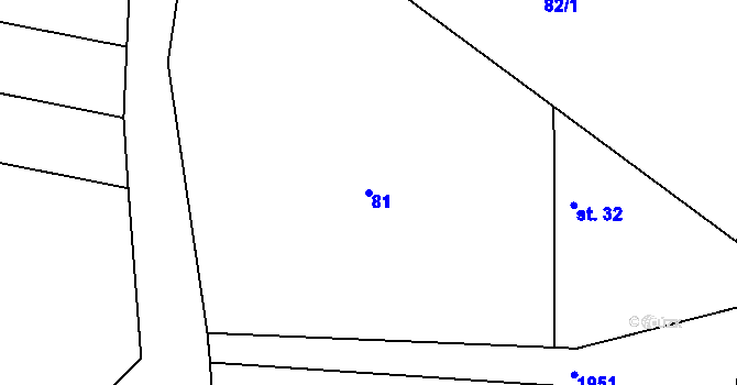 Parcela st. 81 v KÚ Milenov, Katastrální mapa