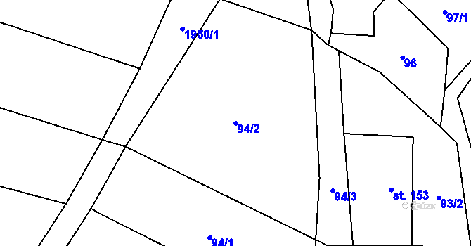 Parcela st. 94/2 v KÚ Milenov, Katastrální mapa