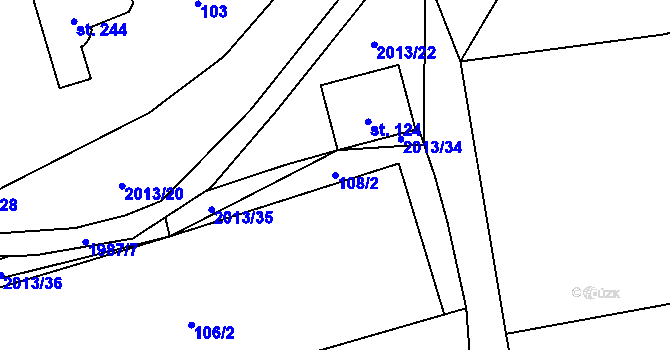 Parcela st. 108/2 v KÚ Milenov, Katastrální mapa