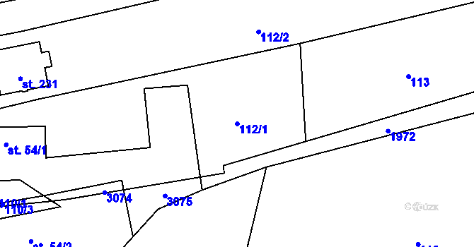 Parcela st. 112/1 v KÚ Milenov, Katastrální mapa