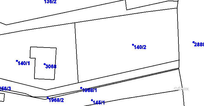 Parcela st. 140 v KÚ Milenov, Katastrální mapa