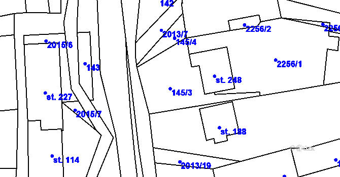 Parcela st. 145/3 v KÚ Milenov, Katastrální mapa