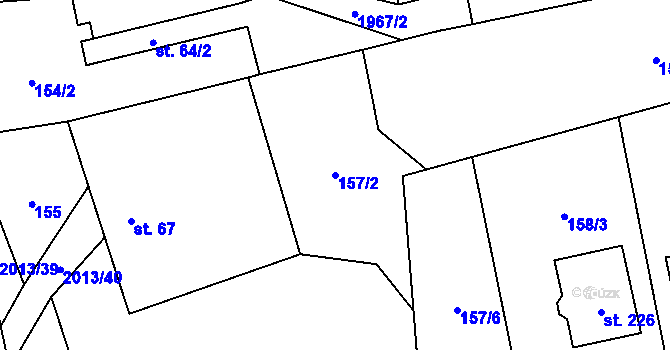 Parcela st. 157/2 v KÚ Milenov, Katastrální mapa
