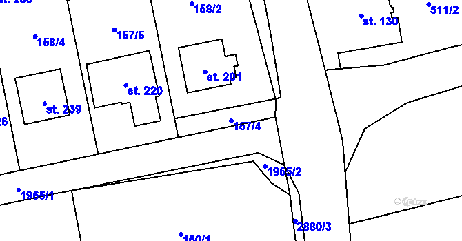 Parcela st. 157/4 v KÚ Milenov, Katastrální mapa