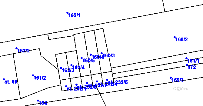 Parcela st. 160/3 v KÚ Milenov, Katastrální mapa
