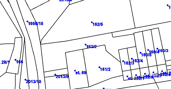 Parcela st. 162/2 v KÚ Milenov, Katastrální mapa