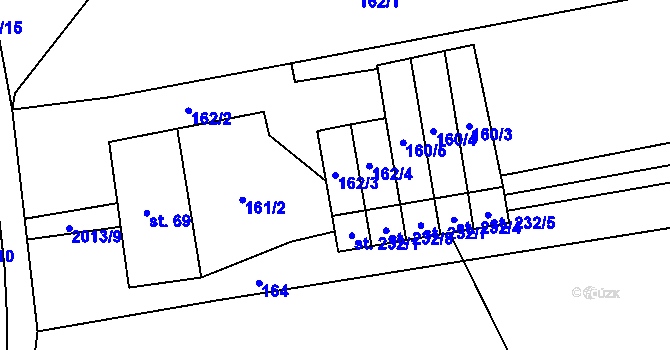Parcela st. 162/3 v KÚ Milenov, Katastrální mapa