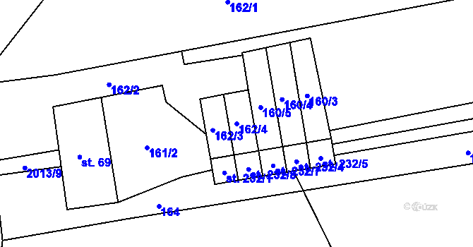 Parcela st. 162/4 v KÚ Milenov, Katastrální mapa
