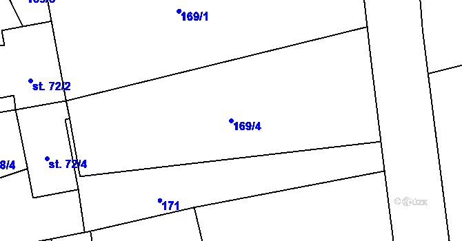 Parcela st. 169/4 v KÚ Milenov, Katastrální mapa