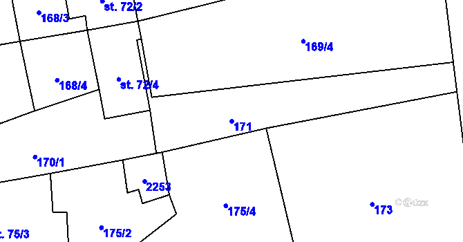 Parcela st. 171 v KÚ Milenov, Katastrální mapa
