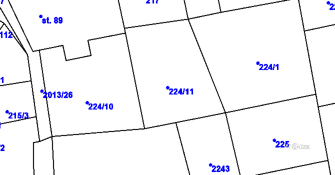 Parcela st. 224/11 v KÚ Milenov, Katastrální mapa