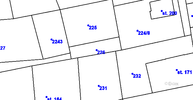 Parcela st. 226 v KÚ Milenov, Katastrální mapa