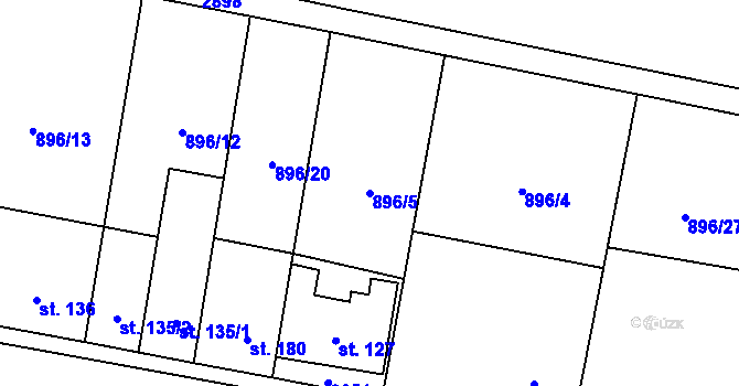 Parcela st. 896/5 v KÚ Milenov, Katastrální mapa