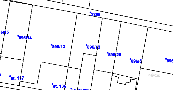 Parcela st. 896/12 v KÚ Milenov, Katastrální mapa