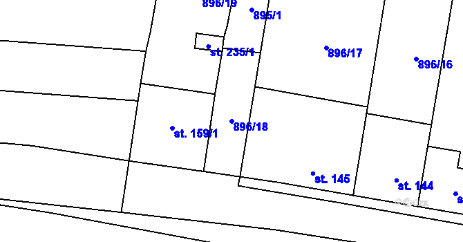 Parcela st. 896/18 v KÚ Milenov, Katastrální mapa
