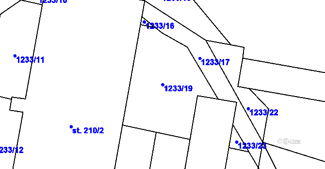 Parcela st. 1233/19 v KÚ Milenov, Katastrální mapa