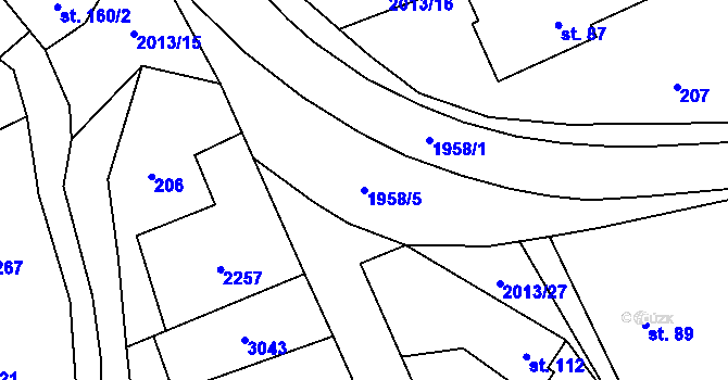 Parcela st. 1958/5 v KÚ Milenov, Katastrální mapa