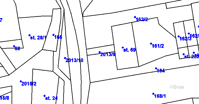 Parcela st. 2013/9 v KÚ Milenov, Katastrální mapa