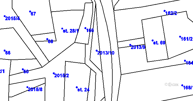 Parcela st. 2013/10 v KÚ Milenov, Katastrální mapa