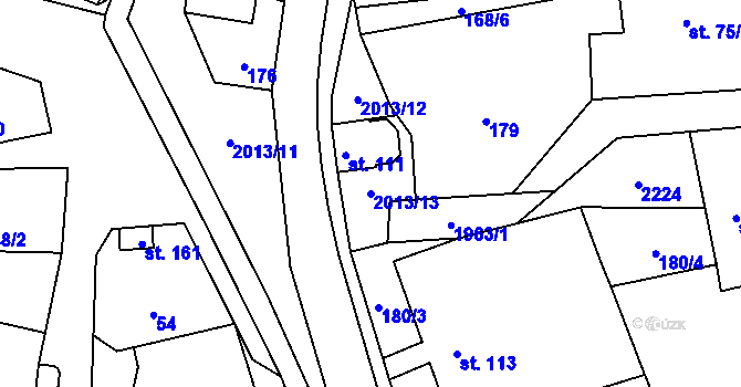 Parcela st. 2013/13 v KÚ Milenov, Katastrální mapa