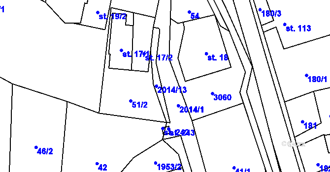 Parcela st. 2014/1 v KÚ Milenov, Katastrální mapa