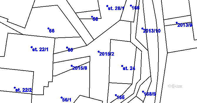 Parcela st. 2015/2 v KÚ Milenov, Katastrální mapa
