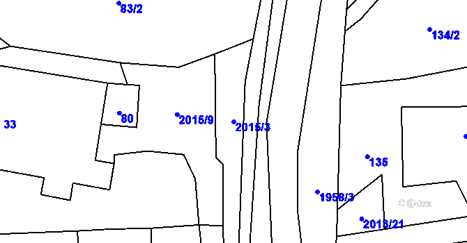 Parcela st. 2015/3 v KÚ Milenov, Katastrální mapa