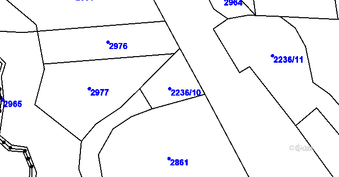 Parcela st. 2236/10 v KÚ Milenov, Katastrální mapa