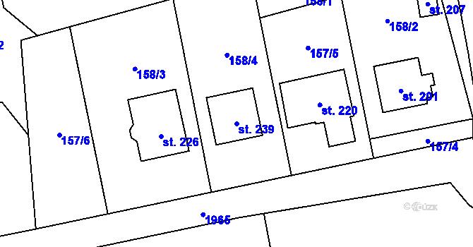 Parcela st. 239 v KÚ Milenov, Katastrální mapa
