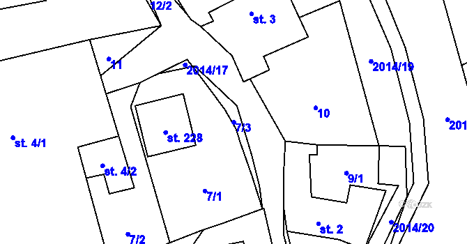Parcela st. 7/3 v KÚ Milenov, Katastrální mapa