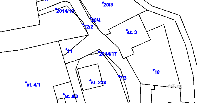 Parcela st. 2014/17 v KÚ Milenov, Katastrální mapa