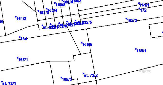Parcela st. 169/5 v KÚ Milenov, Katastrální mapa