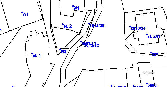 Parcela st. 2013/42 v KÚ Milenov, Katastrální mapa
