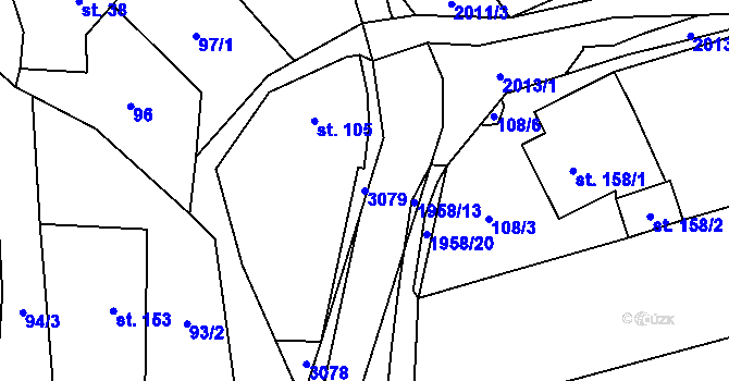 Parcela st. 3079 v KÚ Milenov, Katastrální mapa